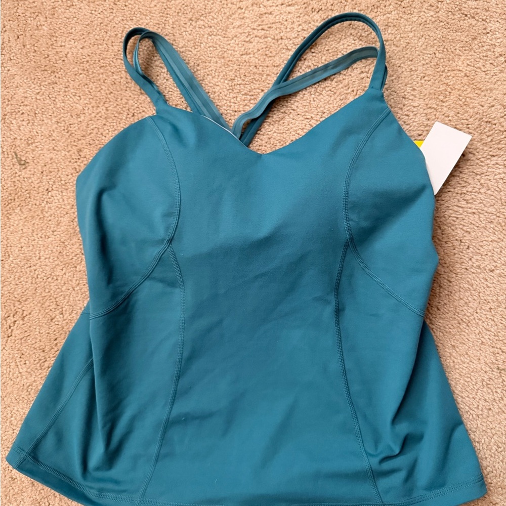 Teal Gym Tank Top with Bra